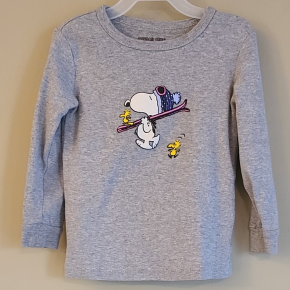 Peanuts Snoopy and Woodstock grey long sleeved snug fitting tee shirt - Picture 1 of 3